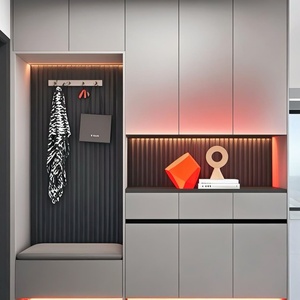 2025's Must-Have Eco-Friendly Durable Wood Minimalist Home Furniture <b>Shoe</b> Cabinet <b>Wall</b>-Mounted Custom Tall Storage Entrance Hall - Product Image 5