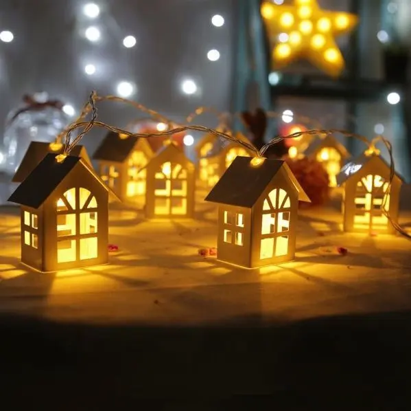 Longstar क्रिसमस लकड़ी के घर के लिए स्ट्रिंग प्रकाश क्रिसमस की सजावट और शादी की पार्टी इनडोर और आउटडोर