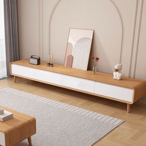 Meuble TV en bois massif de style nordique minimaliste, design ultra fin et étroit pour petits appartements - Product Image 1