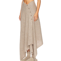 Suéter Largo de Punto para Mujer, Estilo Casual, Cintura Baja, Antiarrugas, Minimalista y Chic, Color Beige, con Detalle de Botones Asimétricos, Marca Wisrise