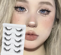 Lot de 5 paires de faux cils en vison synthétique effet renard, cils en bande 3D volumineux en soie effet œil de chat, boîte personnalisée marque privée