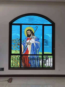 Panneau de <span class=keywords><strong>vitrail</strong></span> plat en verre trempé massif fait main, personnalisé, pour fenêtres d'église religieuse du Shandong, portes de maison et décoration <span class=keywords><strong>intérieure</strong></span> - Product Image 2