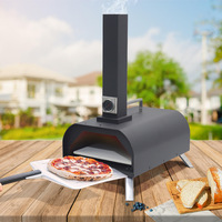 Four à pizza portable sans fumée en acier inoxydable argenté réglable pour l'extérieur et le camping