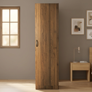 Malaysia-Made 1-Door Contemporary Bedroom <b>Wardrobe</b> with Small <b>Hanging</b> Space OAK Wooden Chipboard Home & Hotel Furniture - Product Image 3