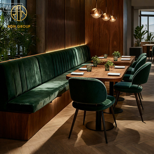 Set di Mobili Moderni e Confortevoli: Divano Quadrato in Velluto Verde, Tavolo e Sedie per Pizzeria, Caffè e Ristorante, Panche e Sedute per Booth - Product Image 5