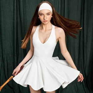 Vestidos de Verano Elegantes para Mujer, Estilo Tenis, Mini, con Cuello Halter, Escote en V Profundo, Espalda Descubierta, Transpirables, al por Mayor, Fabricante Personalizado - Product Image 4