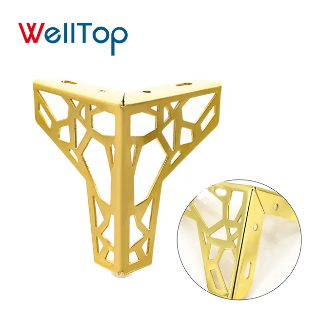 Welltop - Acessórios para móveis domésticos, pernas douradas para sofá, metal, para suporte, prateleiras, mesa e cama, novidade