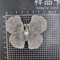 Aksesori bunga sepatu dekoratif wanita, aksesori berlian imitasi Mode Korea baru dengan berlian imitasi dan mutiara kupu-kupu