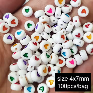 Vendita calda di 100 pz/borsa accessori fatti a mano alfabeto arabo lettere perline 4*7mm perle allentate per fai da te in plastica acrilica <span class=keywords><strong>Lucite</strong></span> perline - Product Image 3