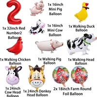 Bannière d'anniversaire animaux de la ferme, ballons en aluminium tête de poulet et de cochon, décoration de fête
