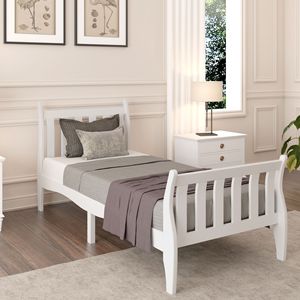 Cama Individual de Madera Estilo Trineo para Adultos, Económica, para Apartamentos Pequeños o Casas de Alquiler - Product Image 1