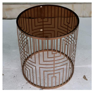 Table en acier inoxydable, finition cuivre avec dessus en verre, qualité supérieure, à prix abordable, vente en gros, offre spéciale - Product Image 4