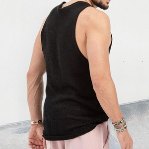 Chaleco de Punto con Cuello en V para Hombre, Corte Holgado, Color Sólido, Fibra Acrílica, Ropa de Verano, Tallas M, L, XL, XXL - Product Image 4