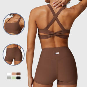 Completo Yoga <span class=keywords><strong>3D</strong></span> a Coste: Reggiseno Sportivo ad Alto Supporto e Pantaloncini da Allenamento per Donna, Outfit da Palestra Testurizzato e Confortevole per Pilates e Allenamento HIIT - Product Image 1