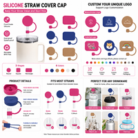 Cache-paille en silicone personnalisé avec logo, réutilisable, anti-poussière, pour accessoires de gobelets