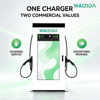 Chargeur EV AC double pistolet 48A avec écran publicitaire de 43 pouces, station de recharge RFID OCPP 1.6J pour hôtels et parkings de centres commerciaux
