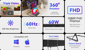 Moniteur portable Écran tactile 15,6'' FHD IPS Affichage ultra-fin HDMI/USB-C Plug-and-Play Écran PC Moniteur de jeu pliable pour ordinateur portable - Product Image 3