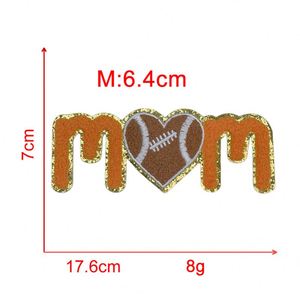 Patchs thermocollants en chenille à motif rugby, lettres et chiffres, 7 cm, avec bordure dorée pailletée, pour la décoration de chapeaux et de vêtements - Product Image 3