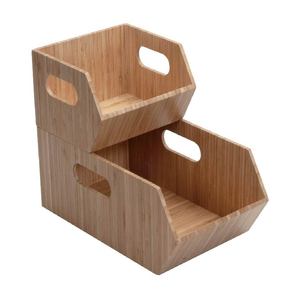 Lot de 2 bacs de rangement empilables en bois de <span class=keywords><strong>bambou</strong></span>, boîtes d'organisation - Product Image 4