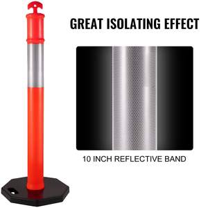 DB Wholesale 5-Pack 44 Inch Orange PE <b>Traffic</b> Delineator Posts 10 Inch Reflective Band <b>Traffic</b> <b>Warning</b> <b>Products</b> Kit - Product Image 3