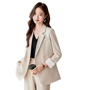 Women's Pink Suit Set Polyester Satin Three Quarter Sleeve Anti-Wrinkle Office Lady Spring 2024 - Product Image 4
