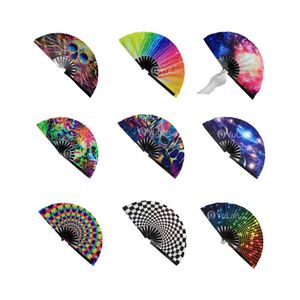 Abanico de Mano Grande de Bambú con Logotipo Personalizado al por Mayor, Abanico Pintado y Tallado con Diseño UV para Festivales y Promociones - Product Image 1