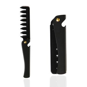Peine de Metal para Barba de dientes anchos negros superventas, Etiqueta Privada, tamaño de bolsillo, <span class=keywords><strong>cepillo</strong></span> de dientes finos para Barba, peine profesional para hombres - Product Image 4