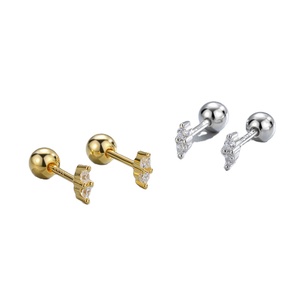 Boucles d'oreilles clous ROXI S925 en argent sterling plaqué or 18 carats avec zircon et diamant pour femmes - Product Image 1