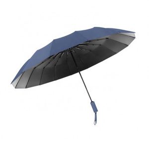 Parapluie métallique pliant entièrement automatique à 16 baleines, revêtement noir, diamètre ouvert 104 cm, protection soleil et pluie, cadeau promotionnel - Product Image 4