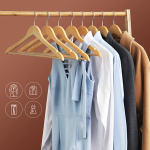 <span class=keywords><strong>SONGMICS</strong></span> Lot de 30 cintres multicolores pour vêtements Cintres de costume solides et durables Cintres en bois naturel avec logo - Product Image 2