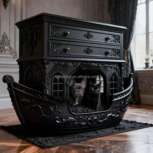 Lit pour chien en bois massif vert émeraude OE-FASHION, mobilier pour animaux <span class=keywords><strong>de</strong></span> compagnie vert forêt <span class=keywords><strong>de</strong></span> luxe, table <span class=keywords><strong>de</strong></span> chevet avec <span class=keywords><strong>rangement</strong></span> - Product Image 4