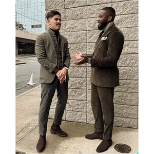 Costumes <span class=keywords><strong>pour</strong></span> hommes <span class=keywords><strong>en</strong></span> <span class=keywords><strong>velours</strong></span> <span class=keywords><strong>côtelé</strong></span>, 2 pièces, double boutonnage, revers <span class=keywords><strong>en</strong></span> pointe, <span class=keywords><strong>costume</strong></span> <span class=keywords><strong>homme</strong></span> slim, automne rétro, outillage <span class=keywords><strong>pour</strong></span> mariage, veste et pantalon - Product Image 2