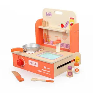 Портативный кухонный мини-домик оранжевого цвета, игрушечная газовая плита, детский набор для приготовления пищи и готовки, имитация посуды