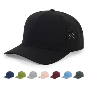 Waterproof Trucker Hat Custom Logo Laser Perforated Baseball Cap With Rubber Patch High Quality Performance Snapback Caps Hats