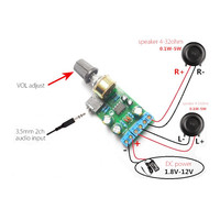 Taidacent — panneau d'amplificateur de puissance Audio stéréo 1.8, DC 2.0-12V TDA2822M, Module de carte AUX, amplificateur à double canal