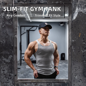 Camiseta sin mangas para hombre, estilo slim fit, cuello en V, transpirable, personalizada al por mayor, estilo urbano, tela de spandex/algodón, para verano - Product Image 2