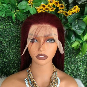 Perruque populaire en <span class=keywords><strong>cheveux</strong></span> humains Remy Chunling, 13x4, sans colle, avec dentelle transparente, <span class=keywords><strong>couleur</strong></span> 99J de luxe, coupe bob droite, pour défilé de mode et sortie décontractée - Product Image 3