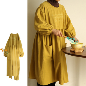 DUOLAI Survêtements pour femmes Nouveau tablier en toile <span class=keywords><strong>de</strong></span> <span class=keywords><strong>cuisine</strong></span> à manches longues Vêtements <span class=keywords><strong>de</strong></span> protection pour la <span class=keywords><strong>cuisine</strong></span> Vêtements <span class=keywords><strong>de</strong></span> travail en coton - Product Image 2