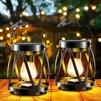 Lámpara Solar de Pared de Hierro Vintage Personalizada con Forma de Jaula y Bombilla LED Edison Cálida para Jardín, Patio o Terraza