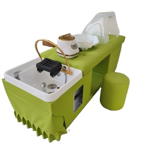 Kisen Wholesale Barber Shop Dedicated Full Lay Salon Hair Washing Chair Shampoo <b>Bed</b> with Water Circulation and Steamer - Product Image 1
