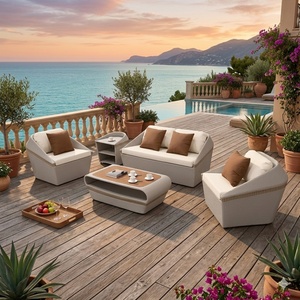 Meubles <span class=keywords><strong>de</strong></span> <span class=keywords><strong>salon</strong></span> d'extérieur confortables en rotin avec coussins moelleux et tables d'appoint en bois pour <span class=keywords><strong>jardin</strong></span> et bord <span class=keywords><strong>de</strong></span> piscine - Product Image 6