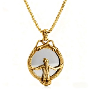 Stainless Steel <b>Magic</b> Mirror Pendant With Buddha Statue Design Unisex Punk Retro Necklace Gift 231091 - Product Image 5