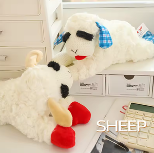 Jouet à mâcher pour chien en peluche alpaga éco-responsable, couineur, durable, pour nettoyer les dents, interactif, motif mouton mignon - Product Image 4