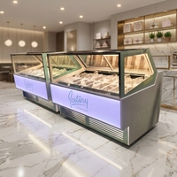 Vitrine Réfrigérée Commerciale pour Crèmes Glacées, 18 Étagères, Refroidissement par Air, Dégivrage Automatique, pour Supermarché