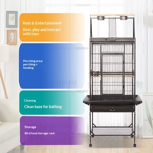 Jaula de Metal de Acero Inoxidable Negra para Pájaros, Canarios, Loros Grandes, Venta al por Mayor - Product Image 3