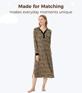 ชุดนอนแขนยาวลายเสือดาว ผ้าไผ่หรูหรา สำหรับฤดูร้อน รับผลิตตามสั่ง แบรนด์ส่วนตัว เนื้อผ้านุ่ม ระบายอากาศดี ผ้ายืดหยุ่นที่เอว - Product Image 4