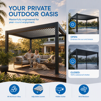 Motorisierte Aluminium-Bioklimatische Pergola mit LED-Anzeige, Balkon-Wandmontage, Wasserdichtes Lamellendach mit Öffnungsfunktion