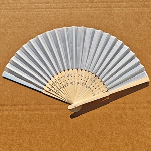 Bonito Diseño, 21 cm, 8 Pulgadas, Económico, Mango de Bambú, Impresión en Seda Blanca, Abanico de Mano de Bambú para Novia, Boda, Fiesta - Product Image 6