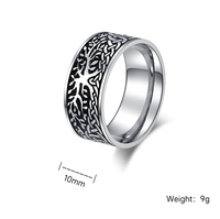 10mm Bague En Acier Inoxydable Argent Noir Arbre Fleur de Vie Oiseau Volant Noeud Éternel Plante En Acier Inoxydable Anneau Bague 780