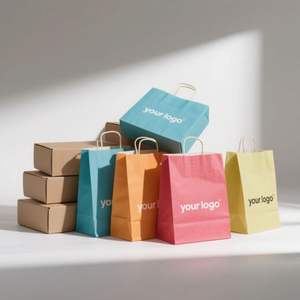 Factory Wholesale Recyclable Custom Kraft <b>Paper</b> Shopping <b>Bags</b> Eco Friendly For Shoes Socks Clothing With Twisted Handles - Product Image 5